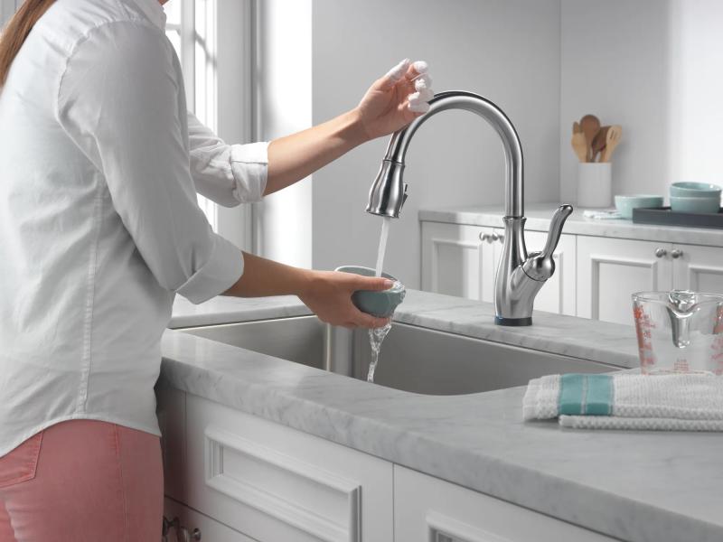 DELTA Leland Single Handle Pull-Down Kitchen Faucet with Touch2O and ShieldSpray Technologies — Arctic Stainless
