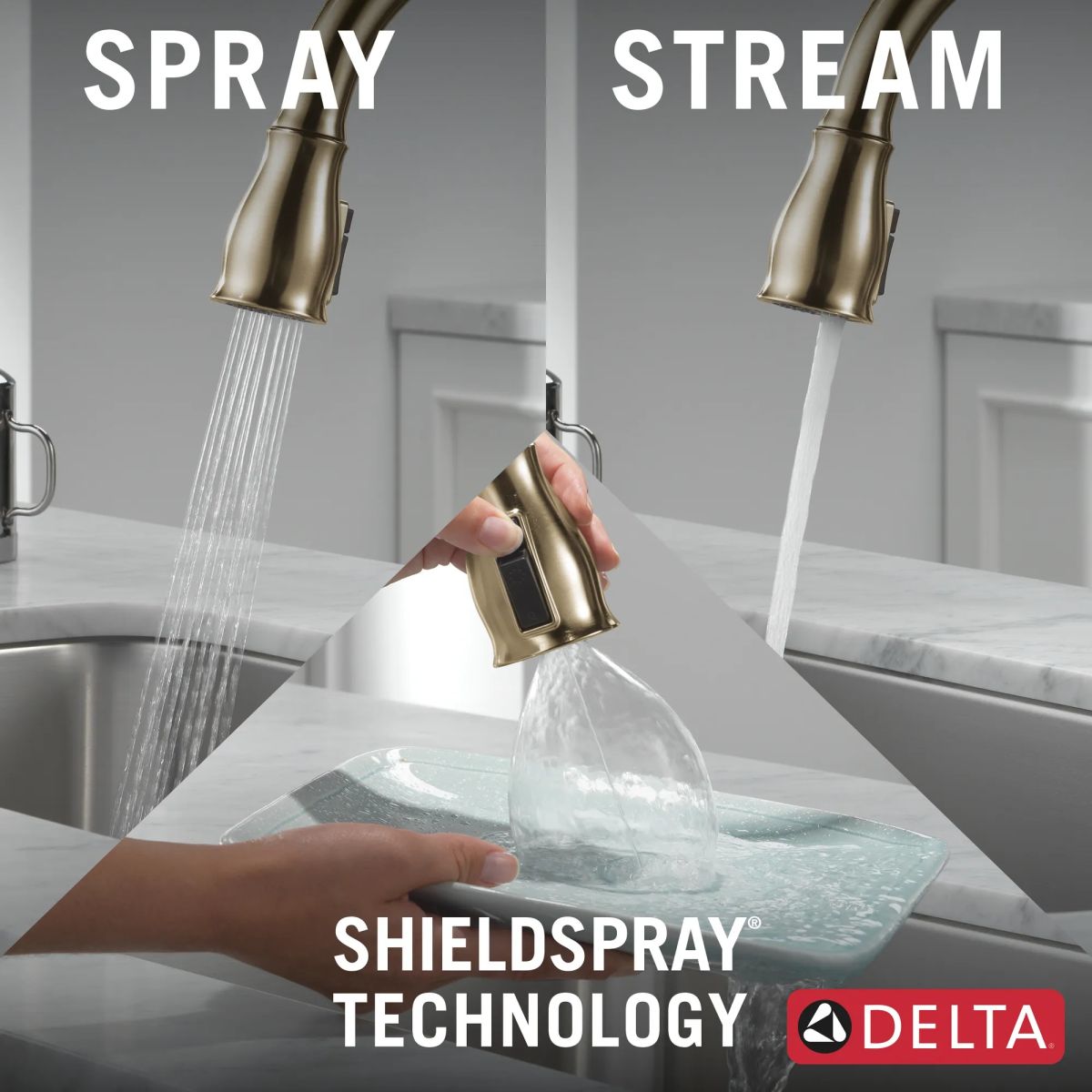 DELTA Leland Single Handle Pull-Down Kitchen Faucet with Touch2O Technology Technology — Champagne Bronze
