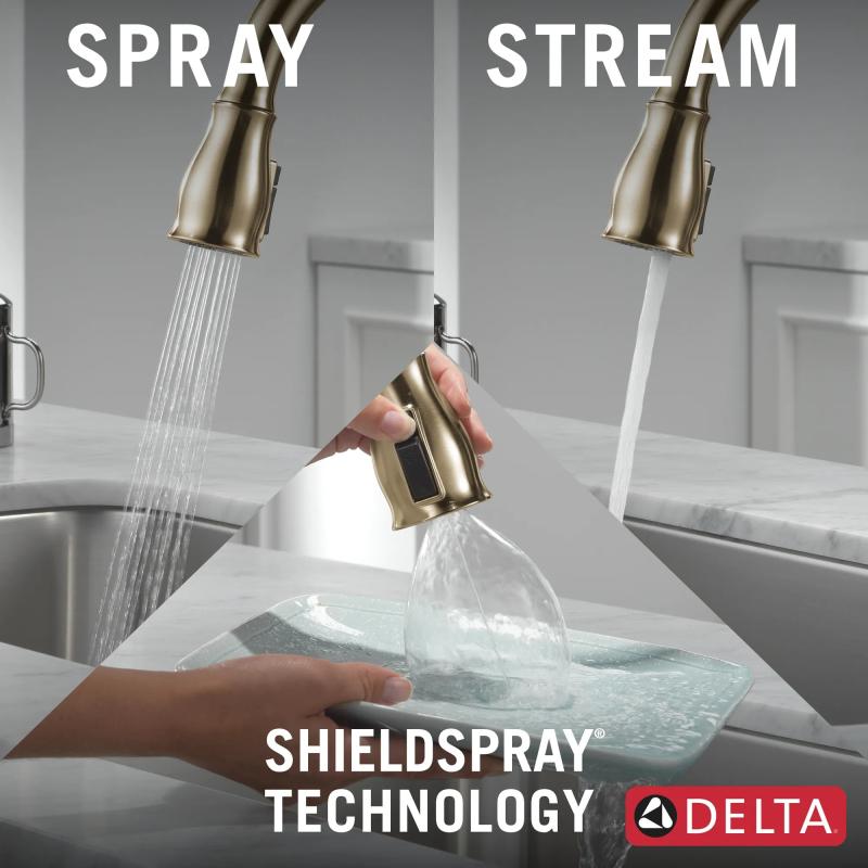 DELTA Leland Single Handle Pull-Down Kitchen Faucet with Touch2O Technology Technology — Champagne Bronze