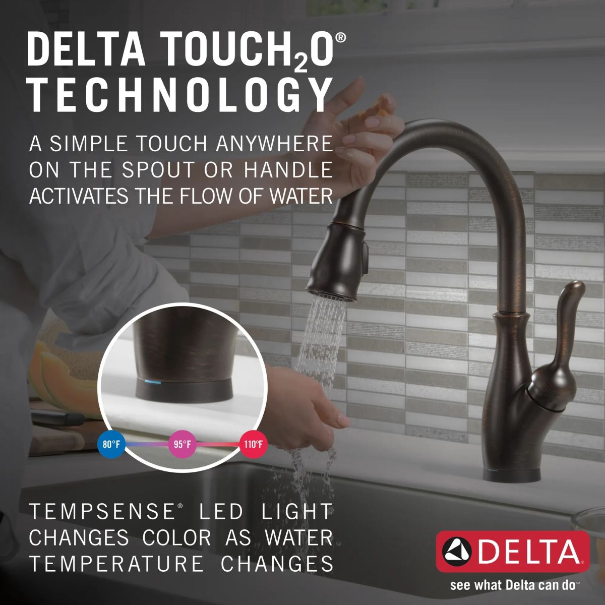 DELTA Leland Single Handle Pull-Down Kitchen Faucet with Touch2O and ShieldSpray Technologies — Venetian Bronze