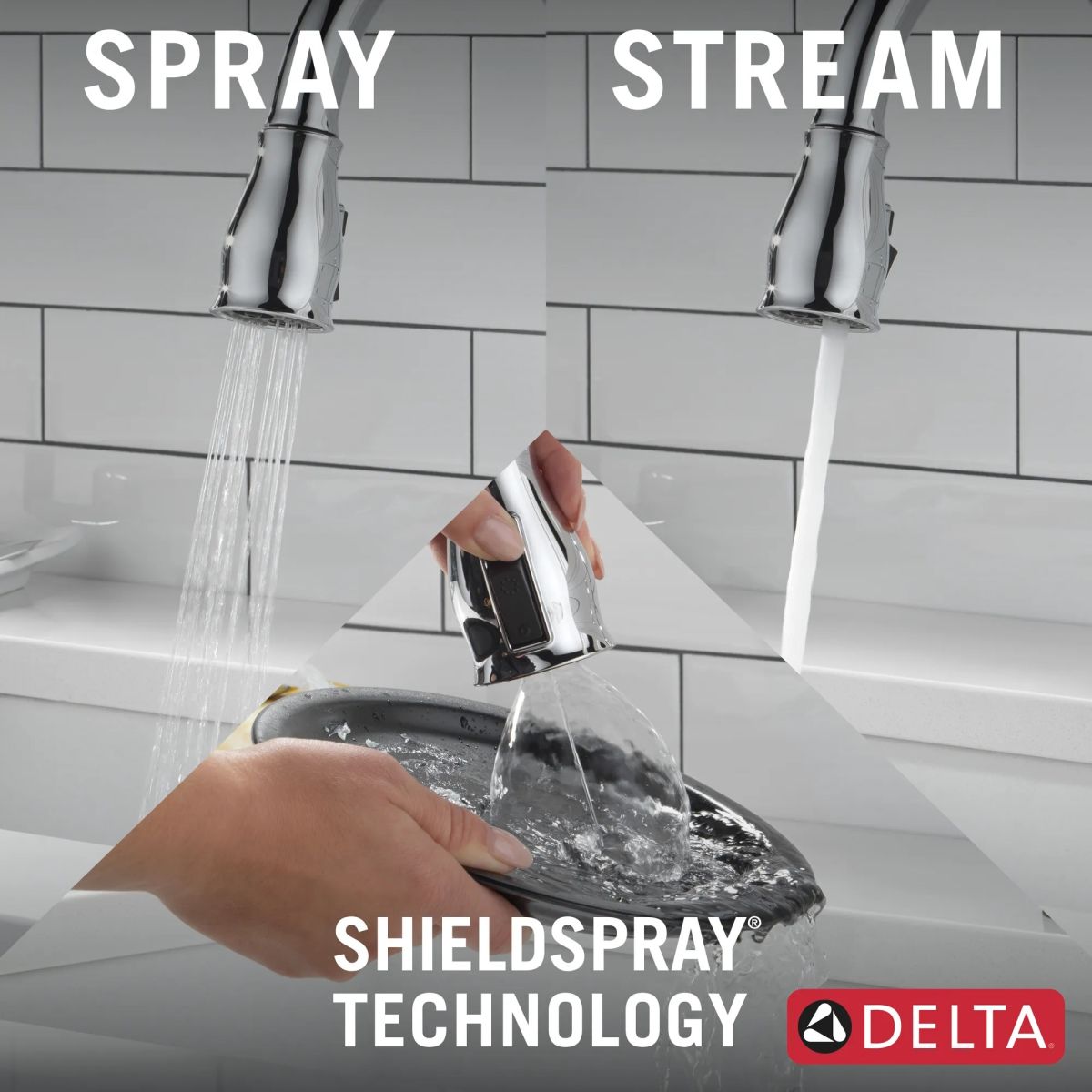 DELTA Leland Touch2O Technology Kitchen Faucet with Touchless Technology — Chrome