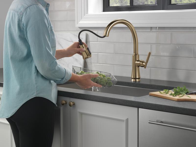 DELTA Coranto Single Handle Pull-Down Kitchen Faucet — Champagne Bronze