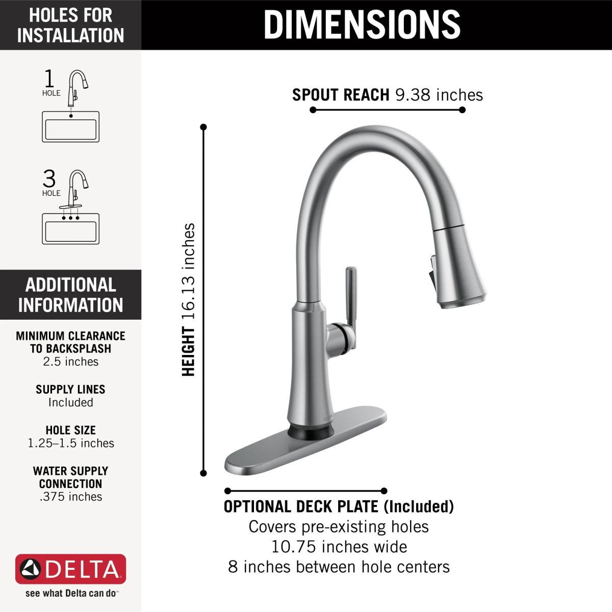 DELTA Coranto Single Handle Pull-Down Kitchen Faucet with Touch2O Technology — Arctic Stainless