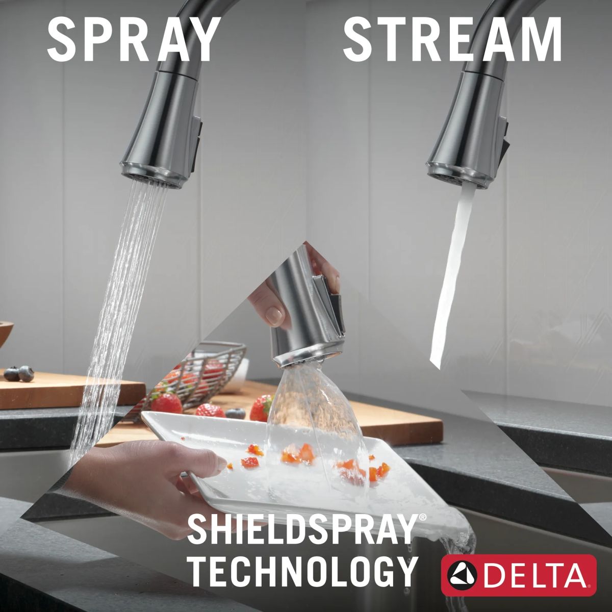 DELTA Coranto Single Handle Pull-Down Kitchen Faucet with Touch2O Technology — Arctic Stainless