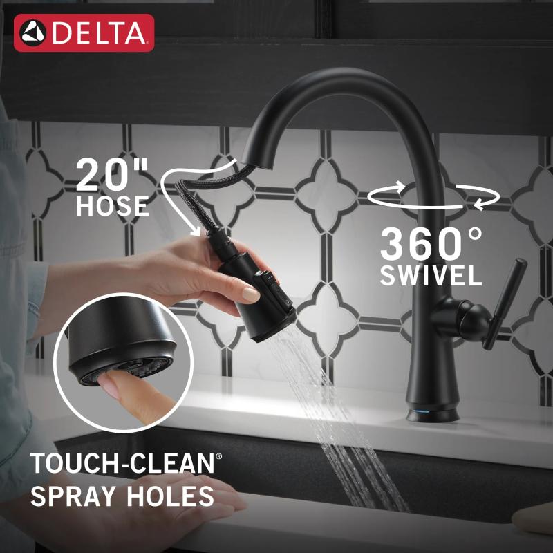 DELTA Coranto Single Handle Pull-Down Kitchen Faucet with Touch2O Technology — Matte Black