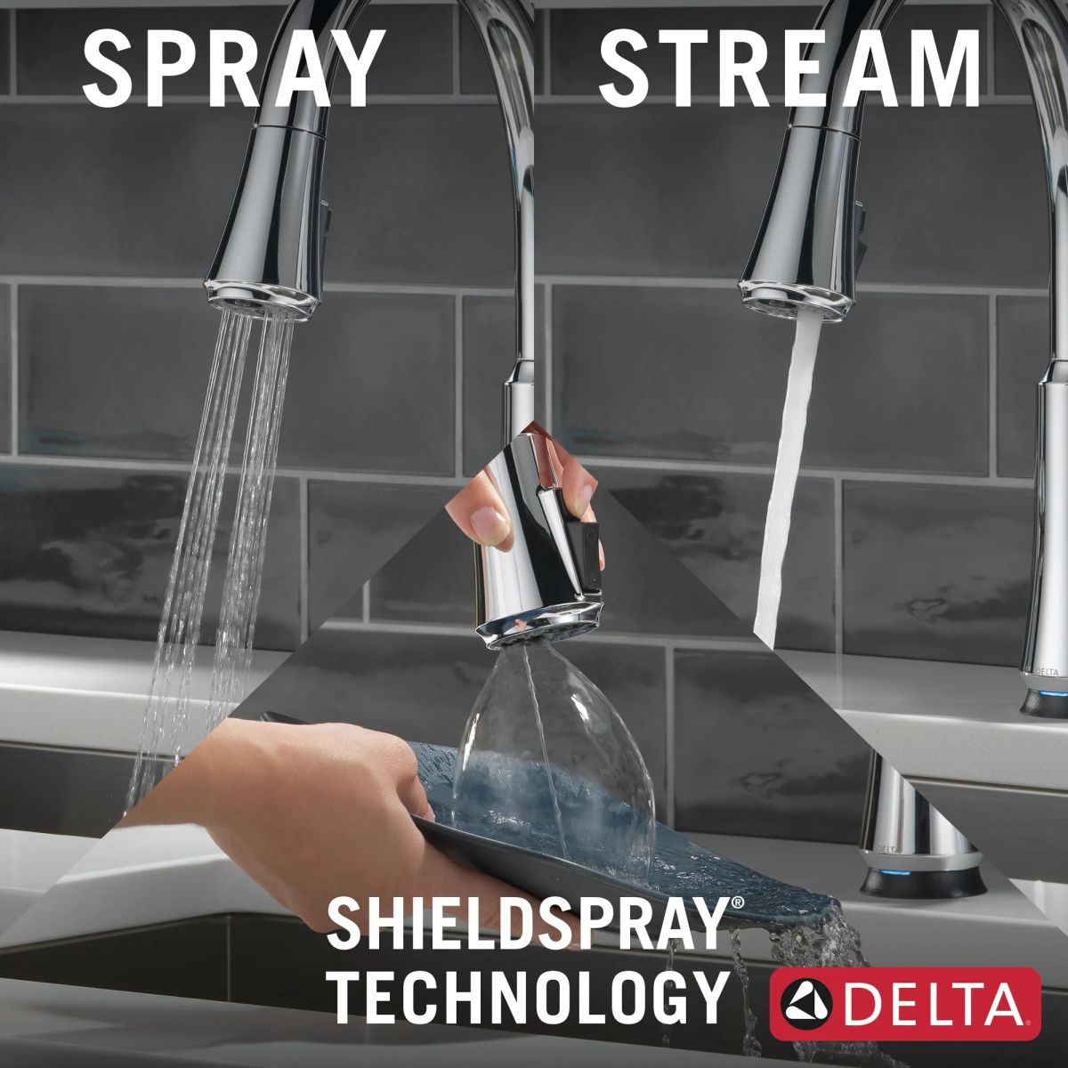 DELTA Coranto Single Handle Pull-Down Kitchen Faucet with Touch2O Technology — Chrome