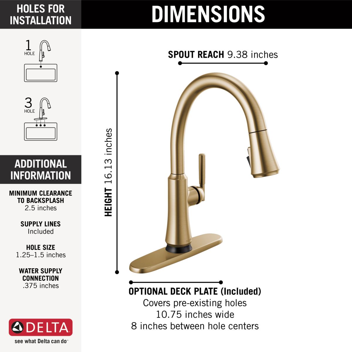 DELTA Coranto Touch2O Technology Kitchen Faucet with Touchless Technology — Champagne Bronze