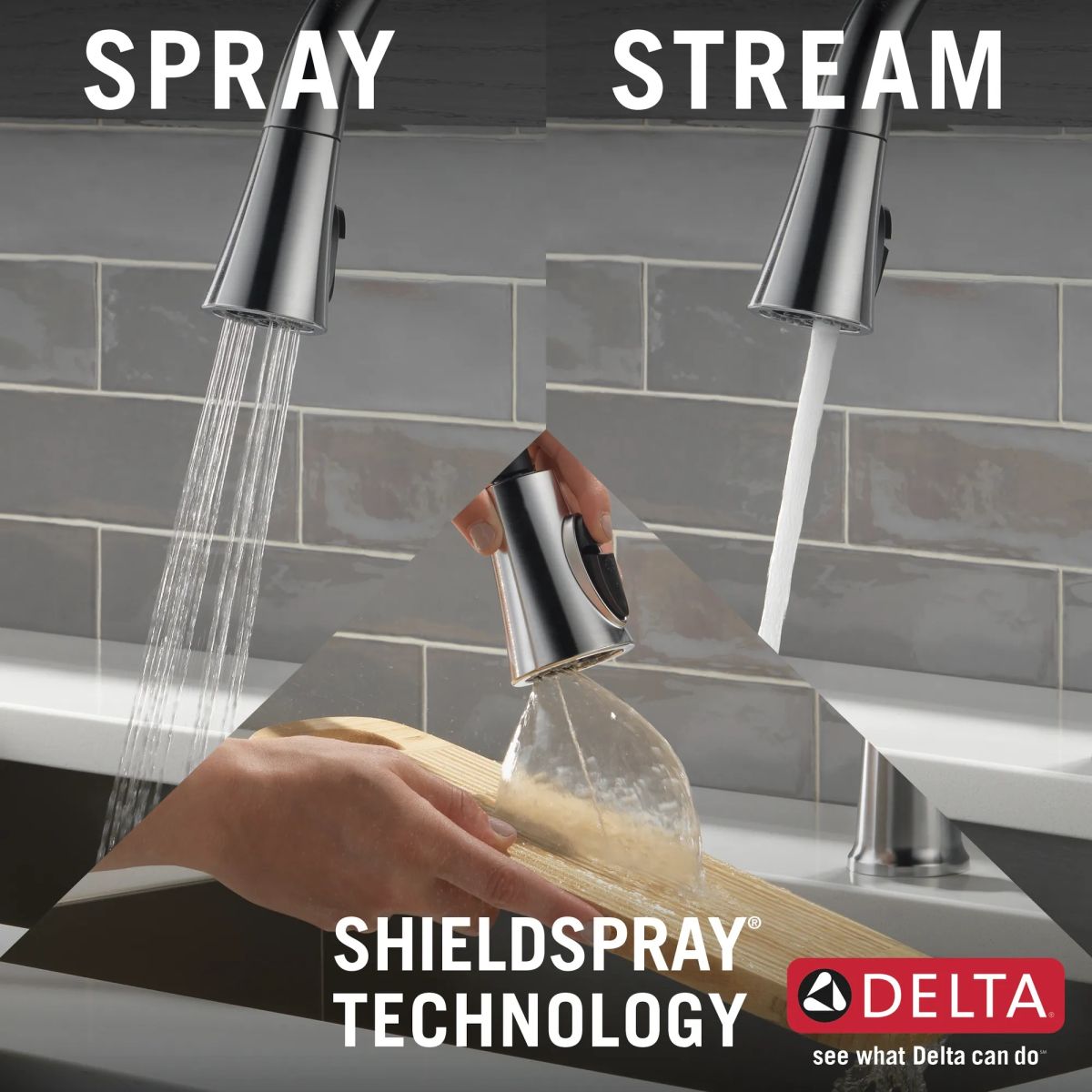 DELTA Emmeline Single Handle Pull-Down Kitchen Faucet — Lumicoat® Arctic Stainless