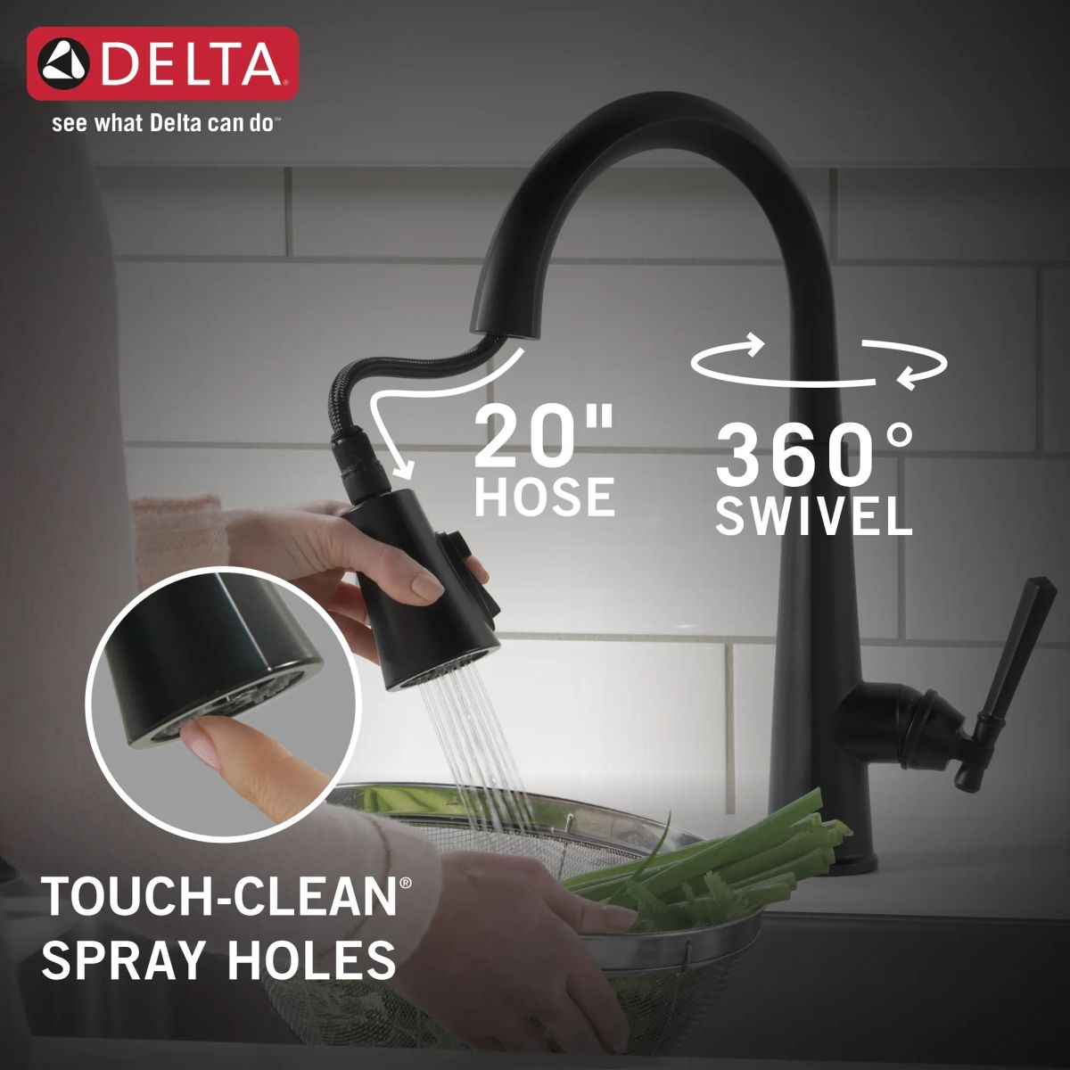 DELTA Emmeline Single Handle Pull-Down Kitchen Faucet — Matte Black