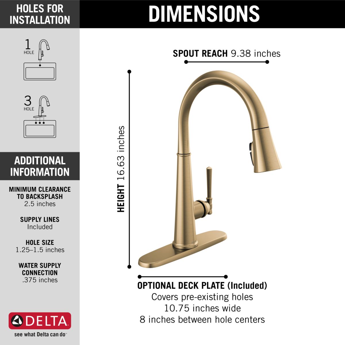 DELTA Emmeline Single Handle Pull-Down Kitchen Faucet — Lumicoat® Champagne Bronze