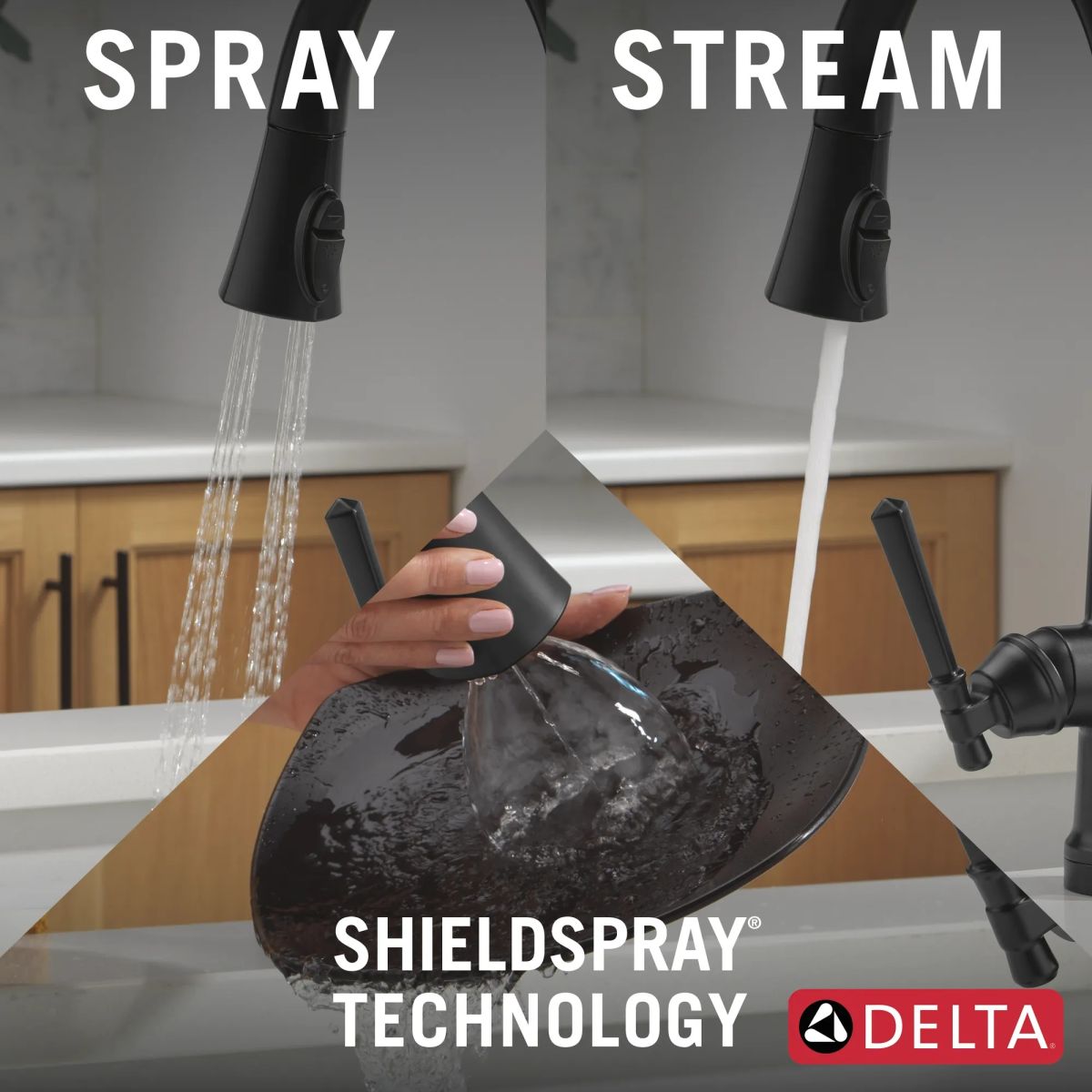 DELTA Emmeline Touch2O Technology Kitchen Faucet with Touchless Technology — Matte Black
