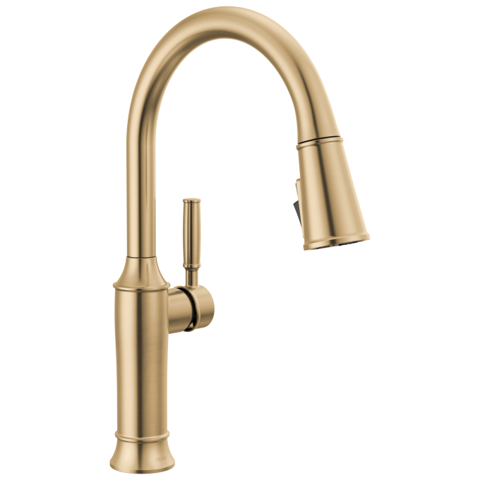 DELTA Renaldi Single Handle Pull-Down Kitchen Faucet — Lumicoat® Champagne Bronze