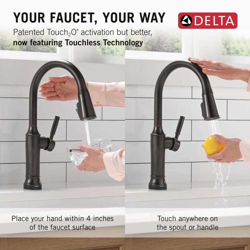 DELTA Renaldi Touch2O Technology Kitchen Faucet with Touchless Technology — Venetian Bronze