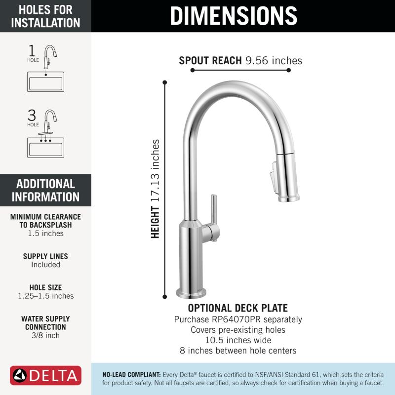 DELTA Cordova Single Handle Pull-Down Kitchen Faucet — Lumicoat® Chrome