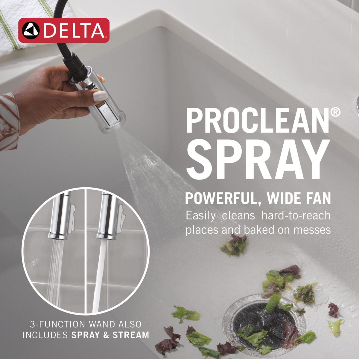 DELTA Cordova Single Handle Pull-Down Kitchen Faucet — Lumicoat® Chrome