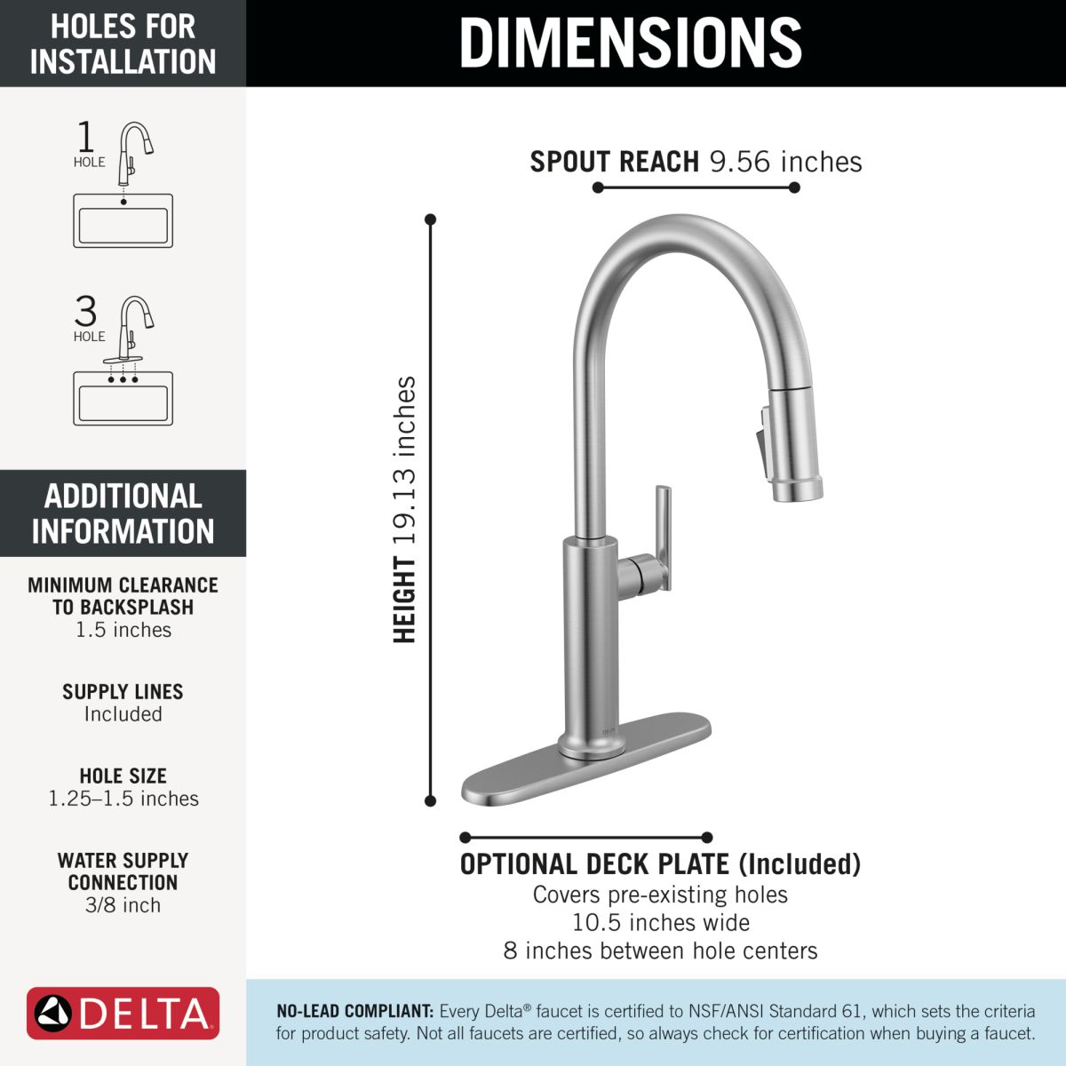 DELTA Altado Single Handle Pull-Down Kitchen Faucet — Arctic Stainless