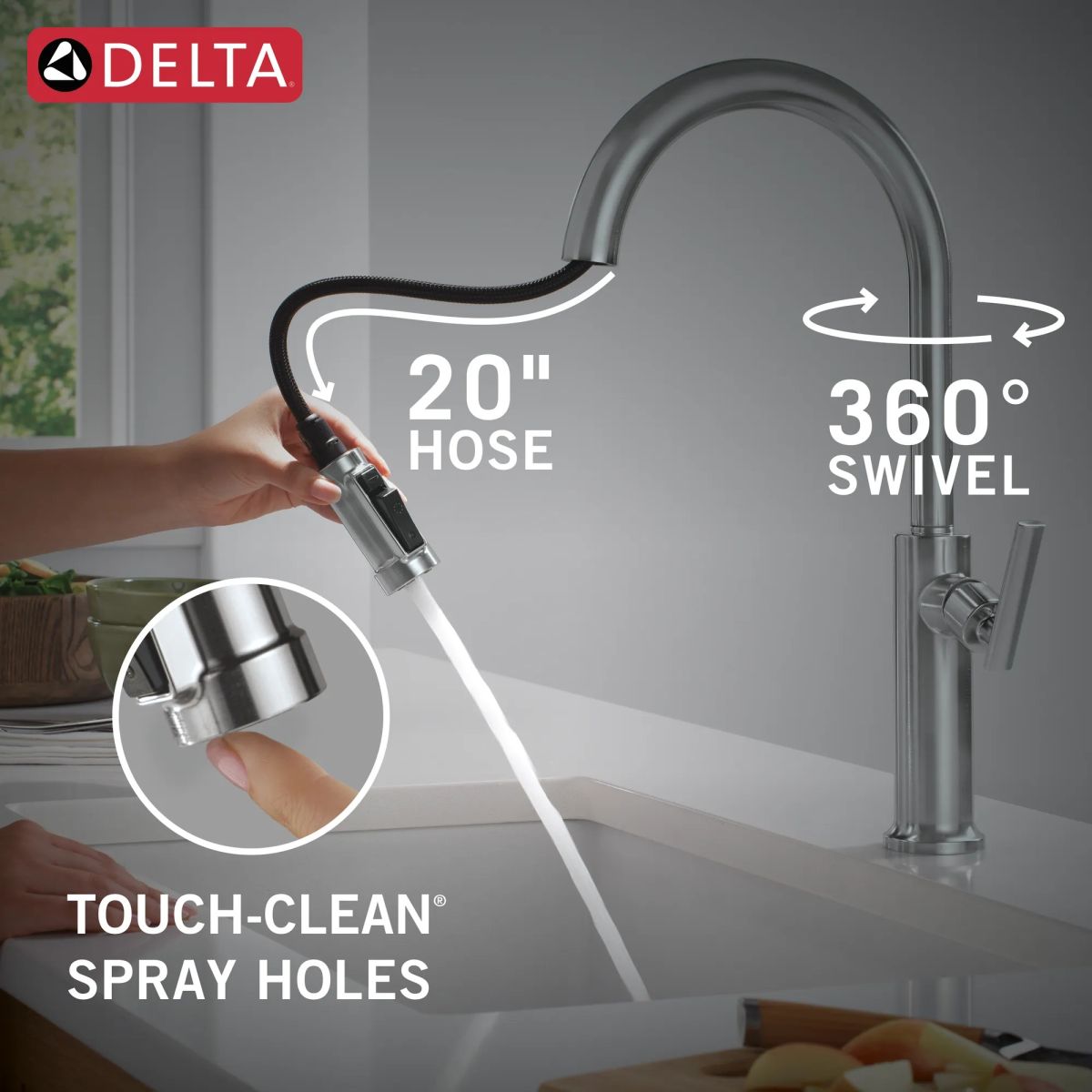 DELTA Altado Single Handle Pull-Down Kitchen Faucet — Arctic Stainless