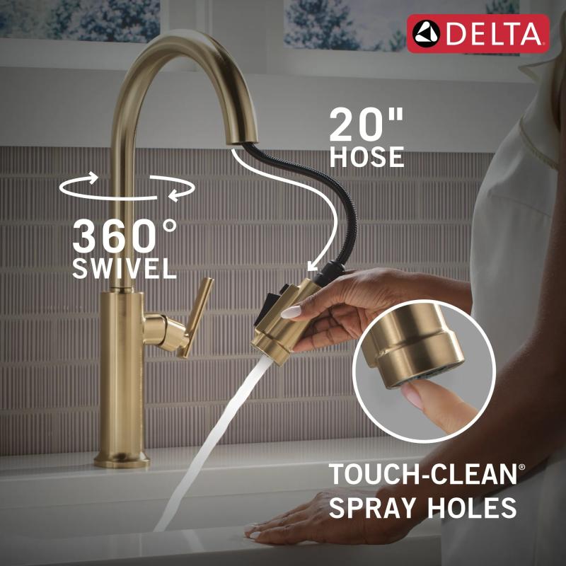 DELTA Altado Single Handle Pull-Down Kitchen Faucet — Champagne Bronze