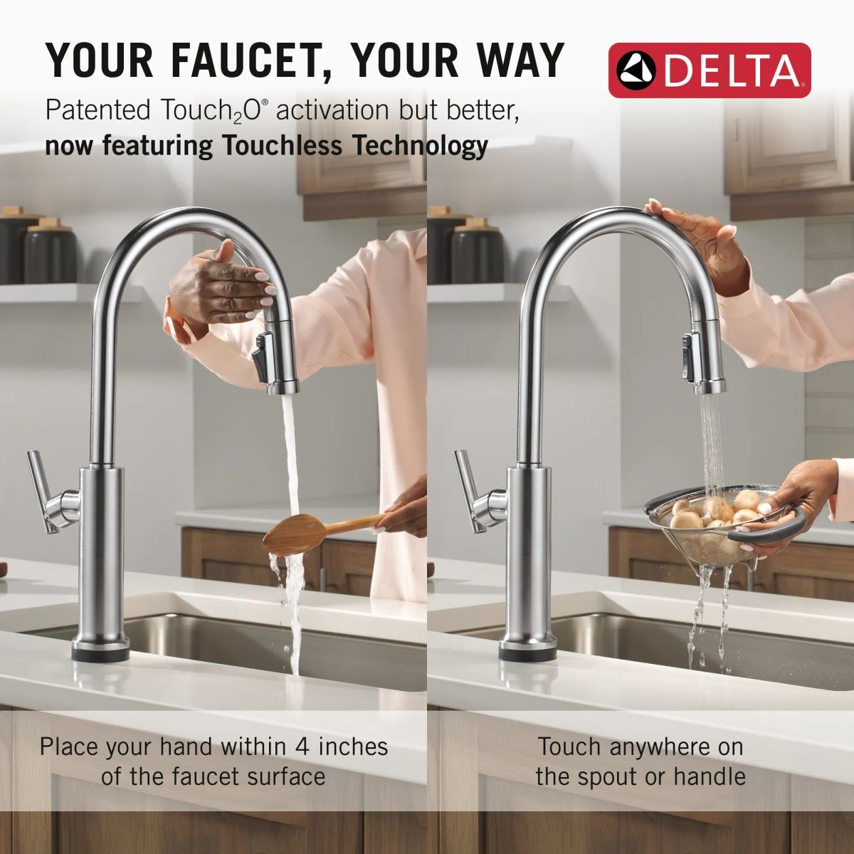 DELTA Altado Touch2O Technology Kitchen Faucet with Touchless Technology — Arctic Stainless