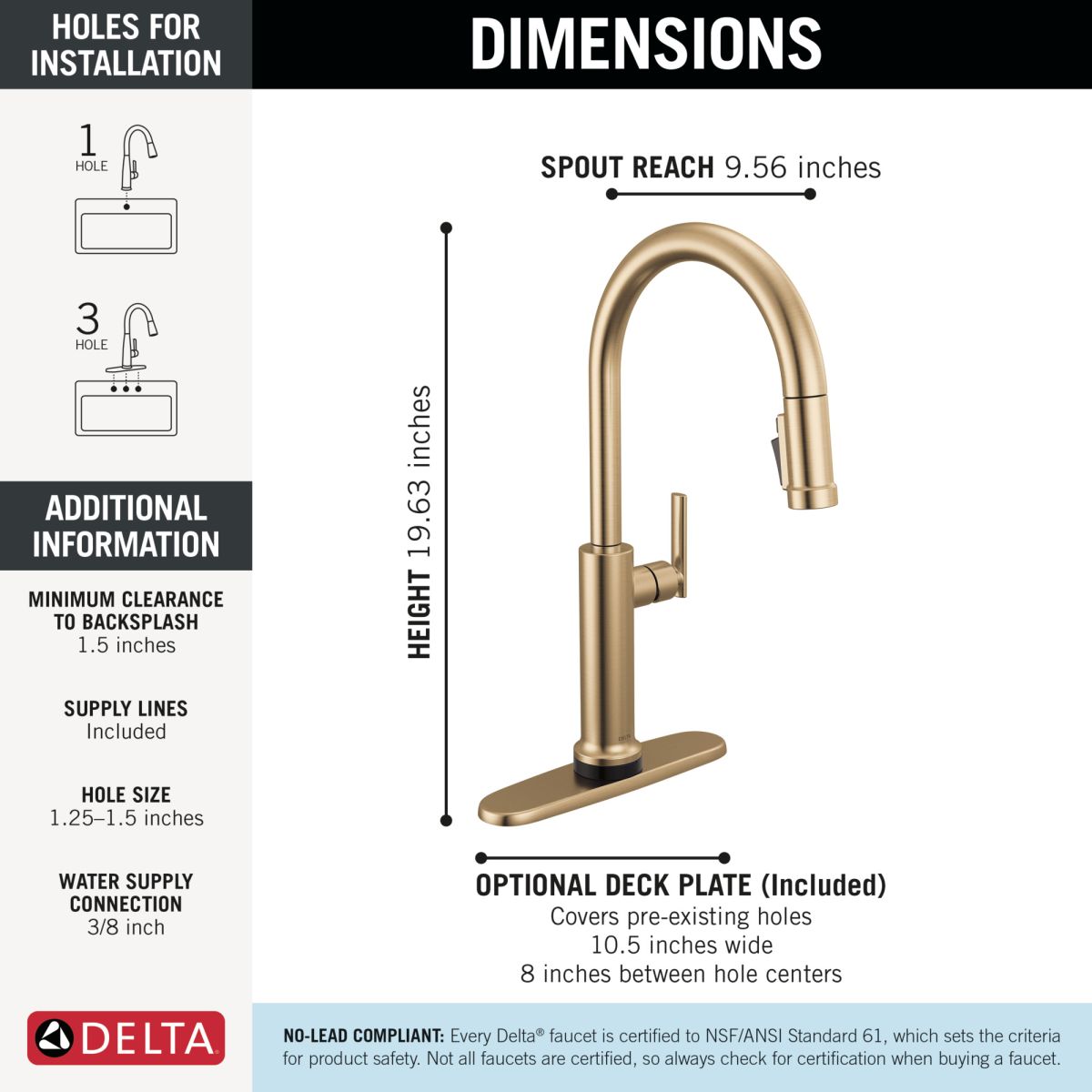 DELTA Altado Touch2O Technology Kitchen Faucet with Touchless Technology — Champagne Bronze