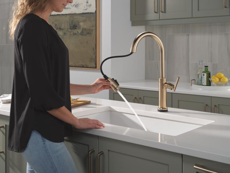 DELTA Altado Touch2O Technology Kitchen Faucet with Touchless Technology — Champagne Bronze