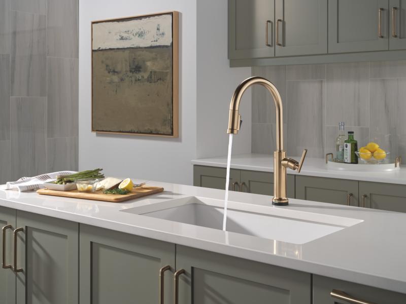 DELTA Altado Touch2O Technology Kitchen Faucet with Touchless Technology — Champagne Bronze