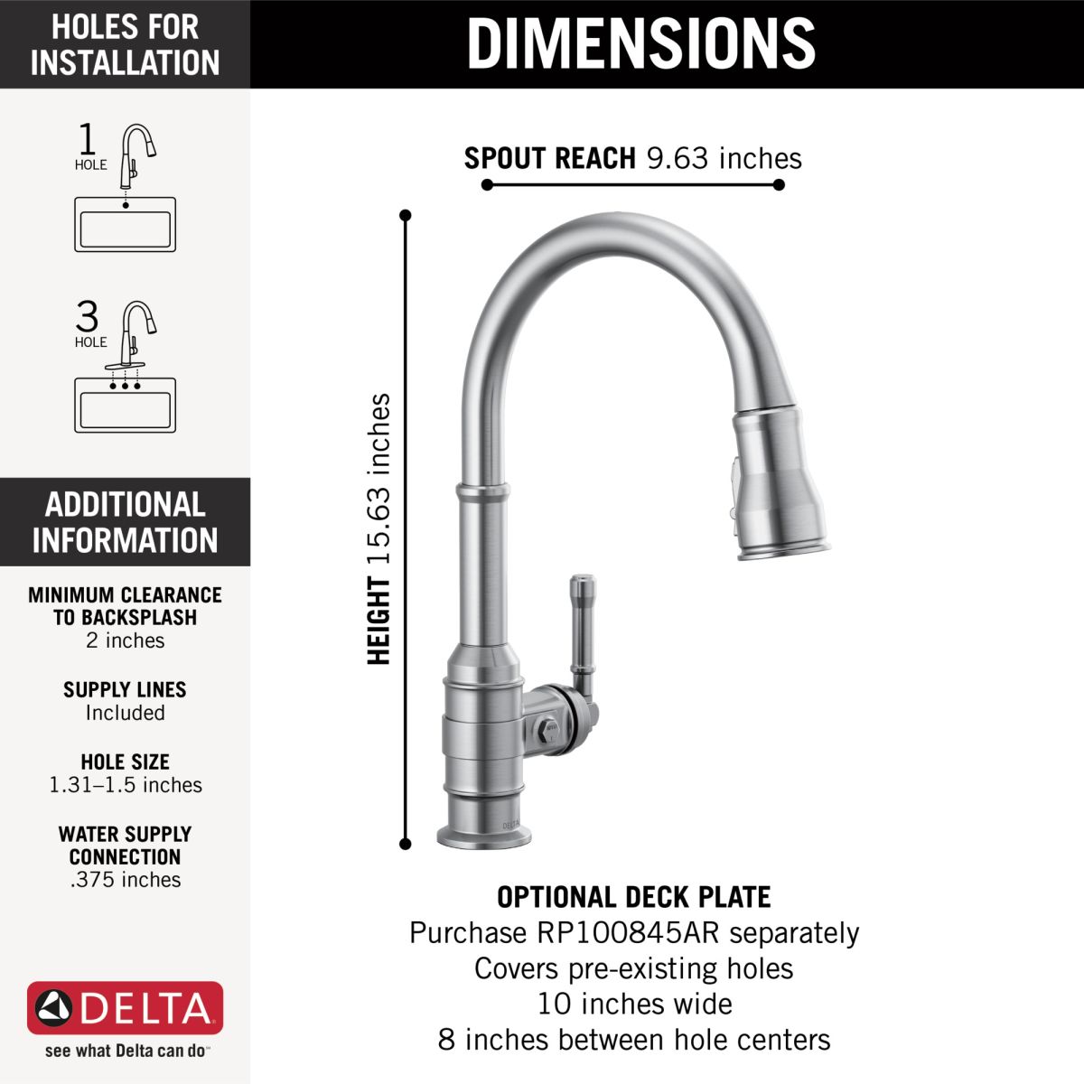 DELTA Broderick Single Handle Pull-Down Kitchen Faucet — Arctic Stainless