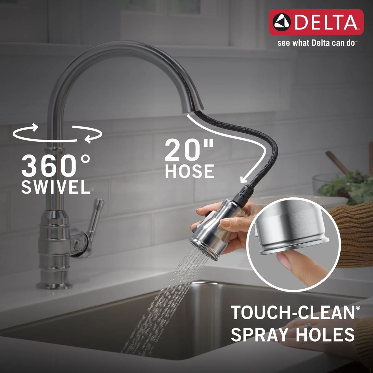 DELTA Broderick Single Handle Pull-Down Kitchen Faucet — Arctic Stainless
