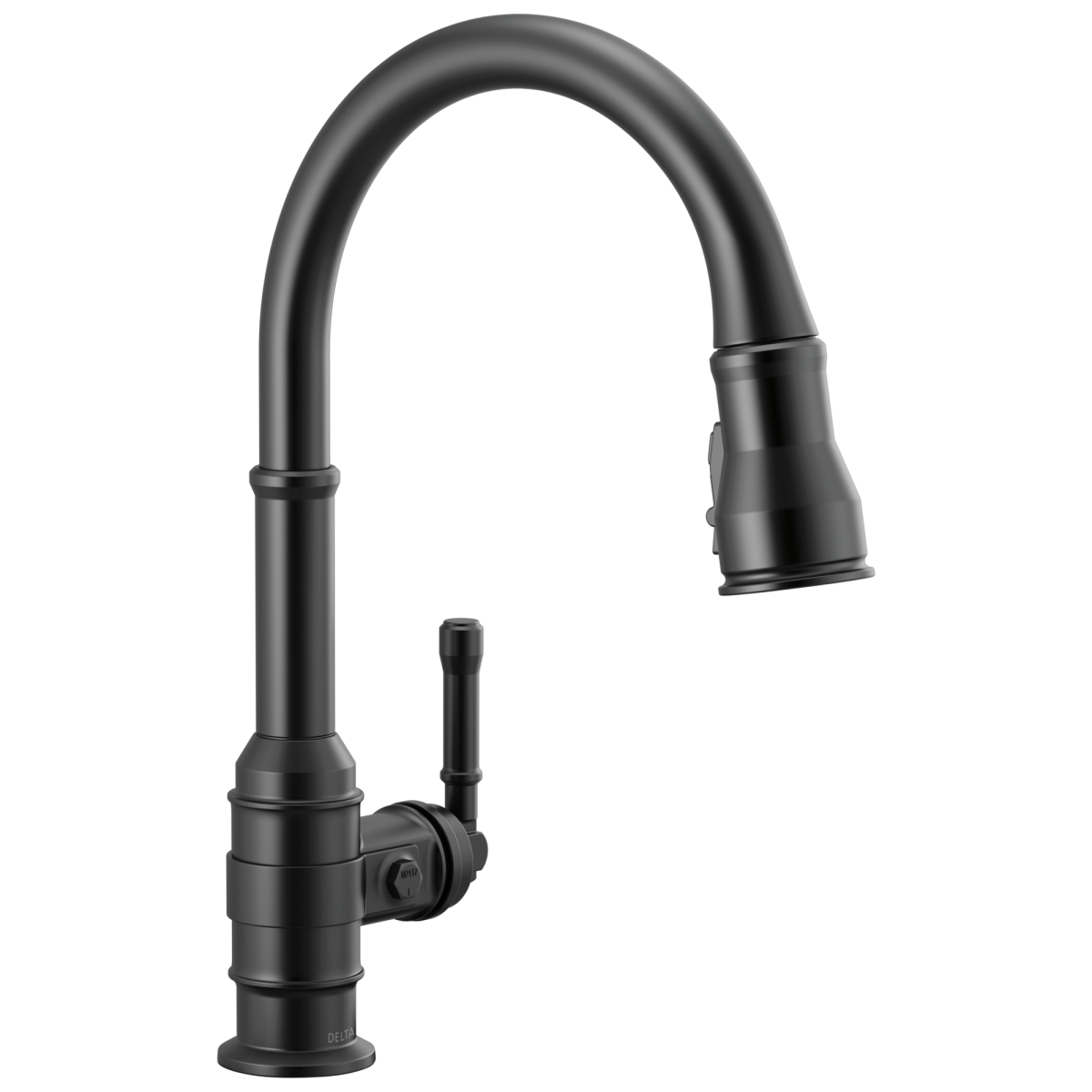 DELTA Broderick Single Handle Pull-Down Kitchen Faucet — Matte Black