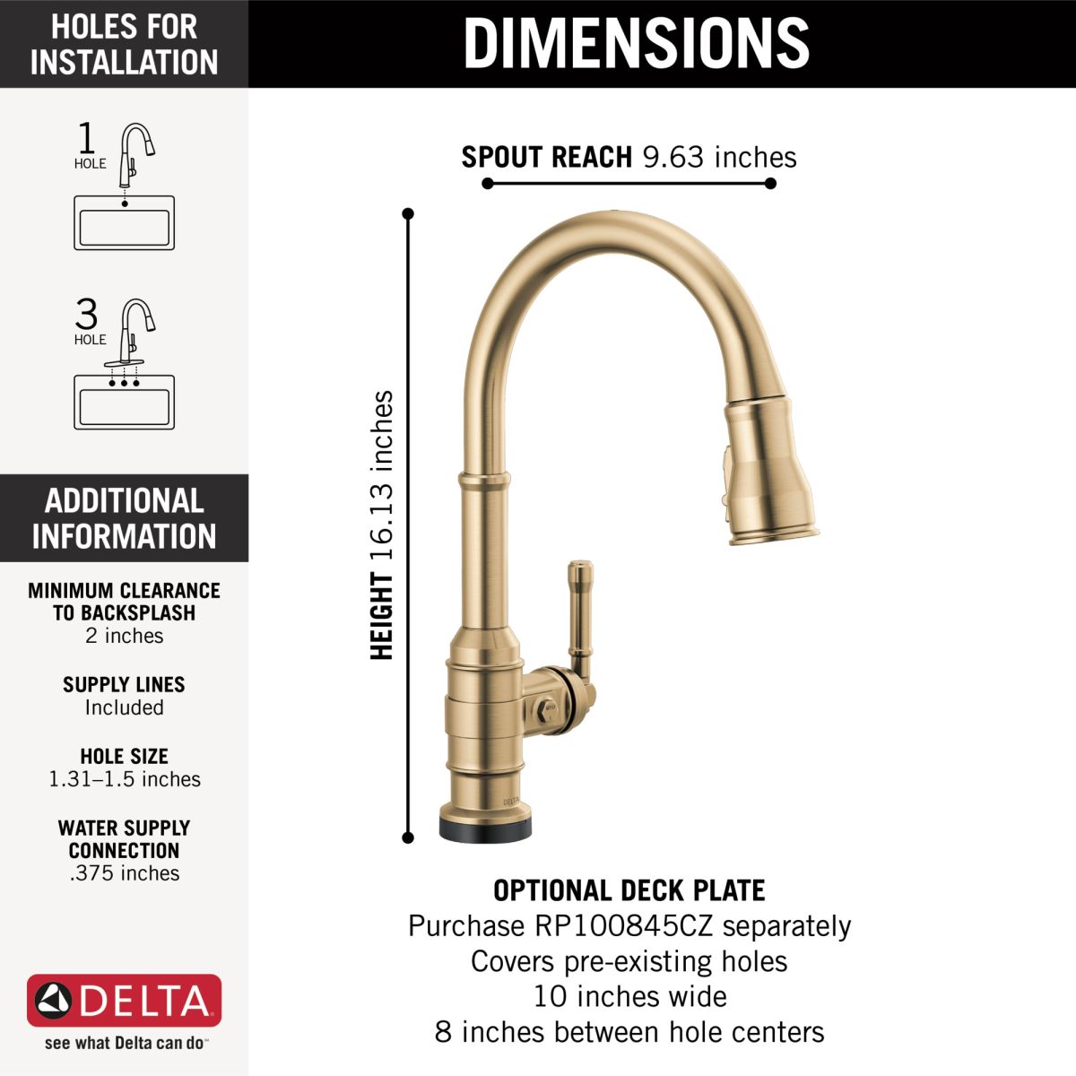 DELTA Broderick Single Handle Pull-Down Kitchen Faucet With Touch2O  Technology — Champagne Bronze