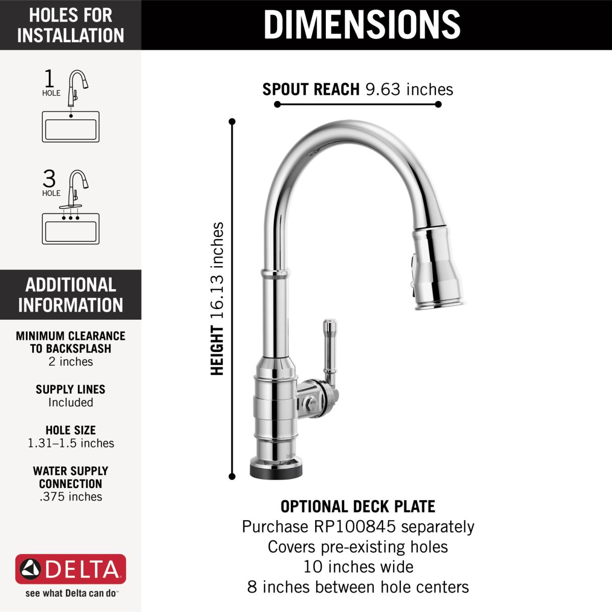 DELTA Broderick Single Handle Pull-Down Kitchen Faucet With Touch2O  Technology — Chrome