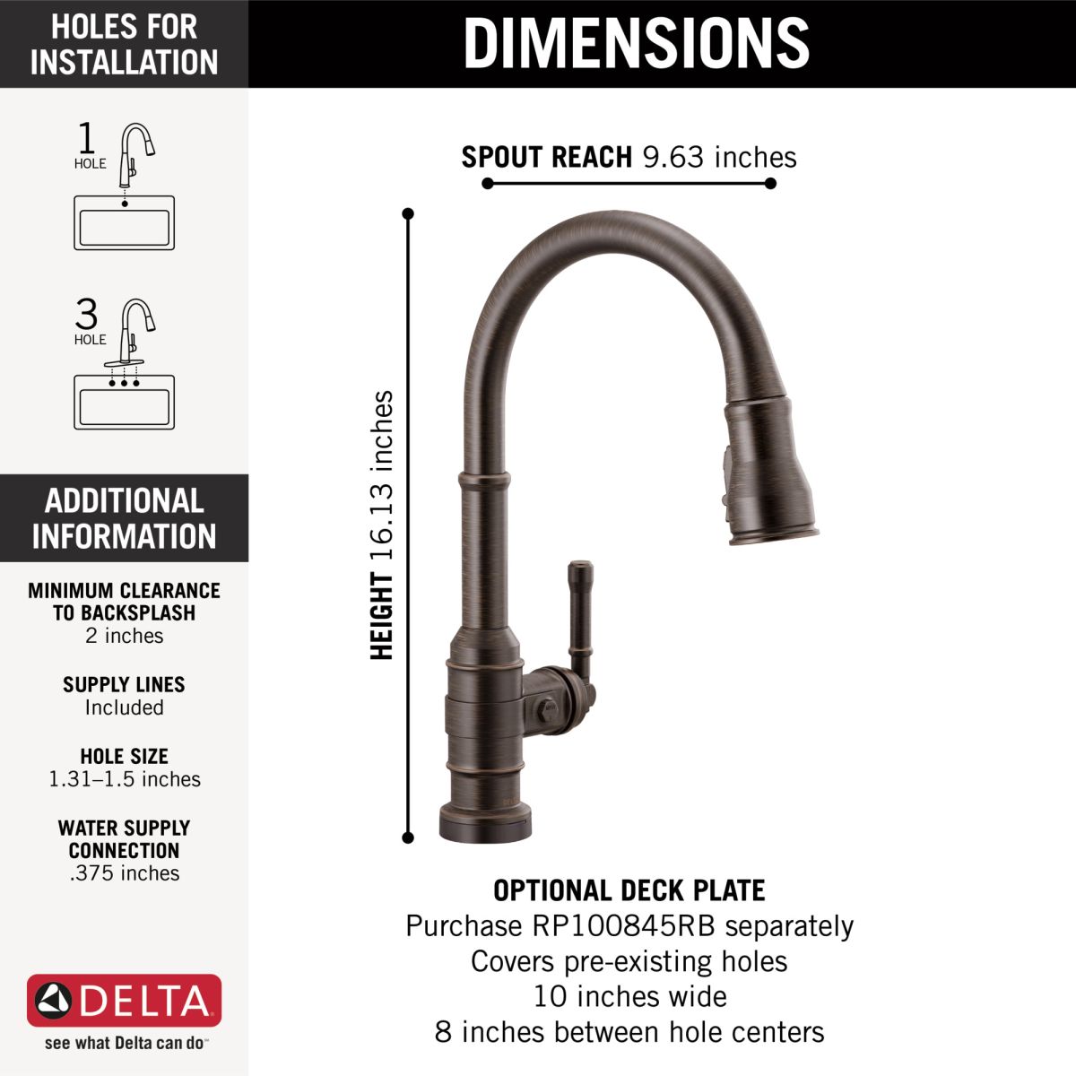 DELTA Broderick Single Handle Pull-Down Kitchen Faucet With Touch2O  Technology — Venetian Bronze