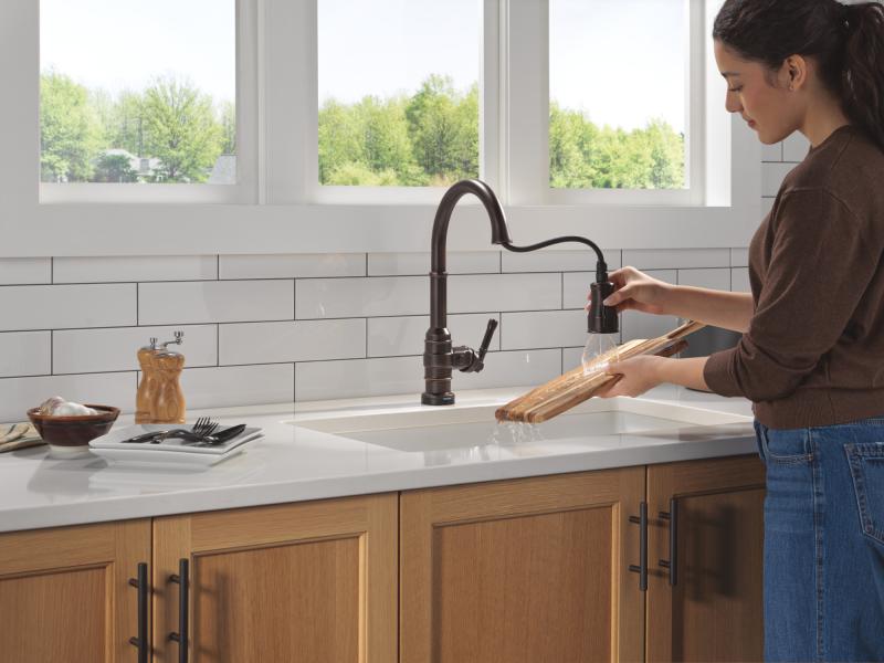 DELTA Broderick Touch2O Technology Kitchen Faucet with Touchless Technology — Venetian Bronze