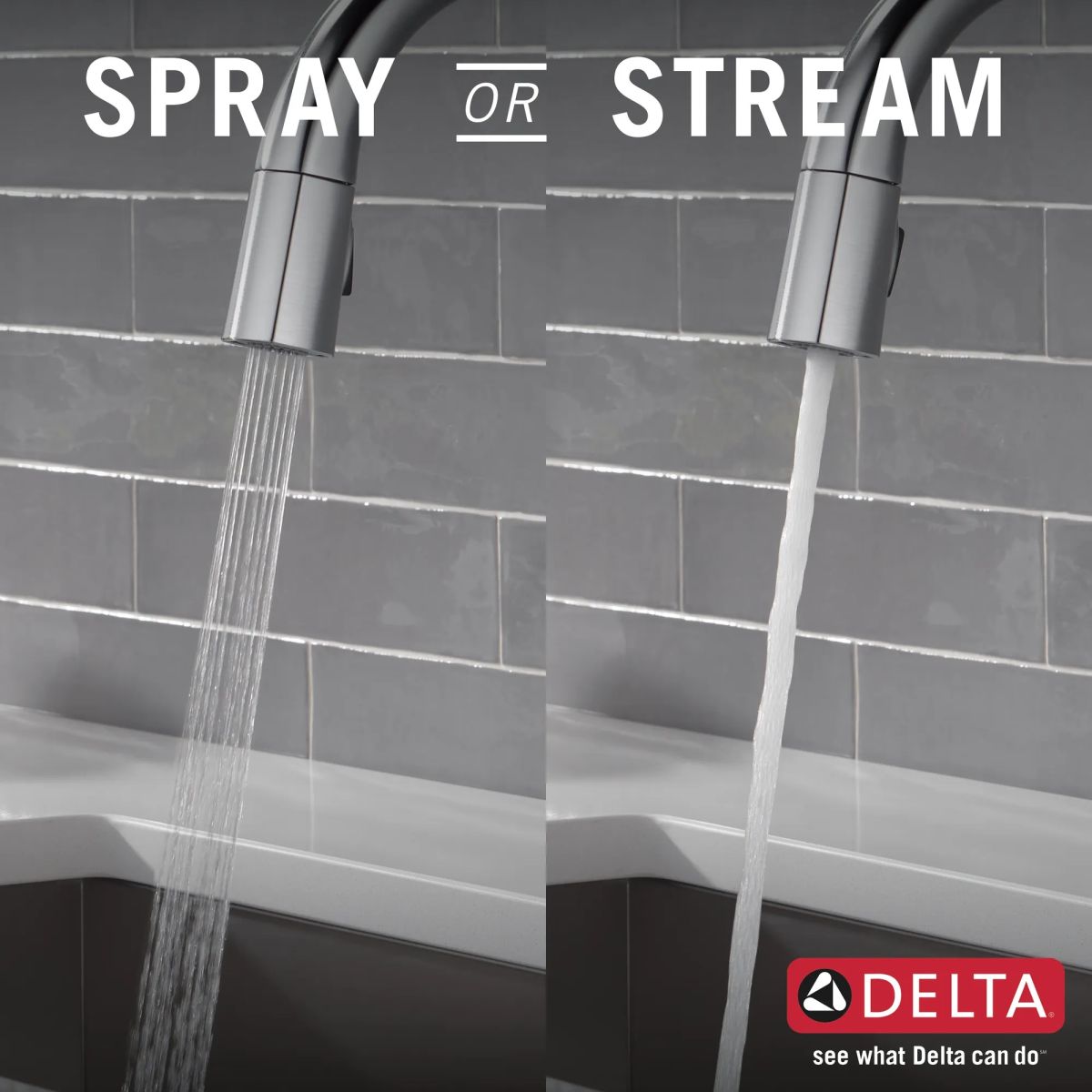 DELTA Monrovia Single Handle Pull-Down Kitchen Faucet — Lumicoat® Arctic Stainless