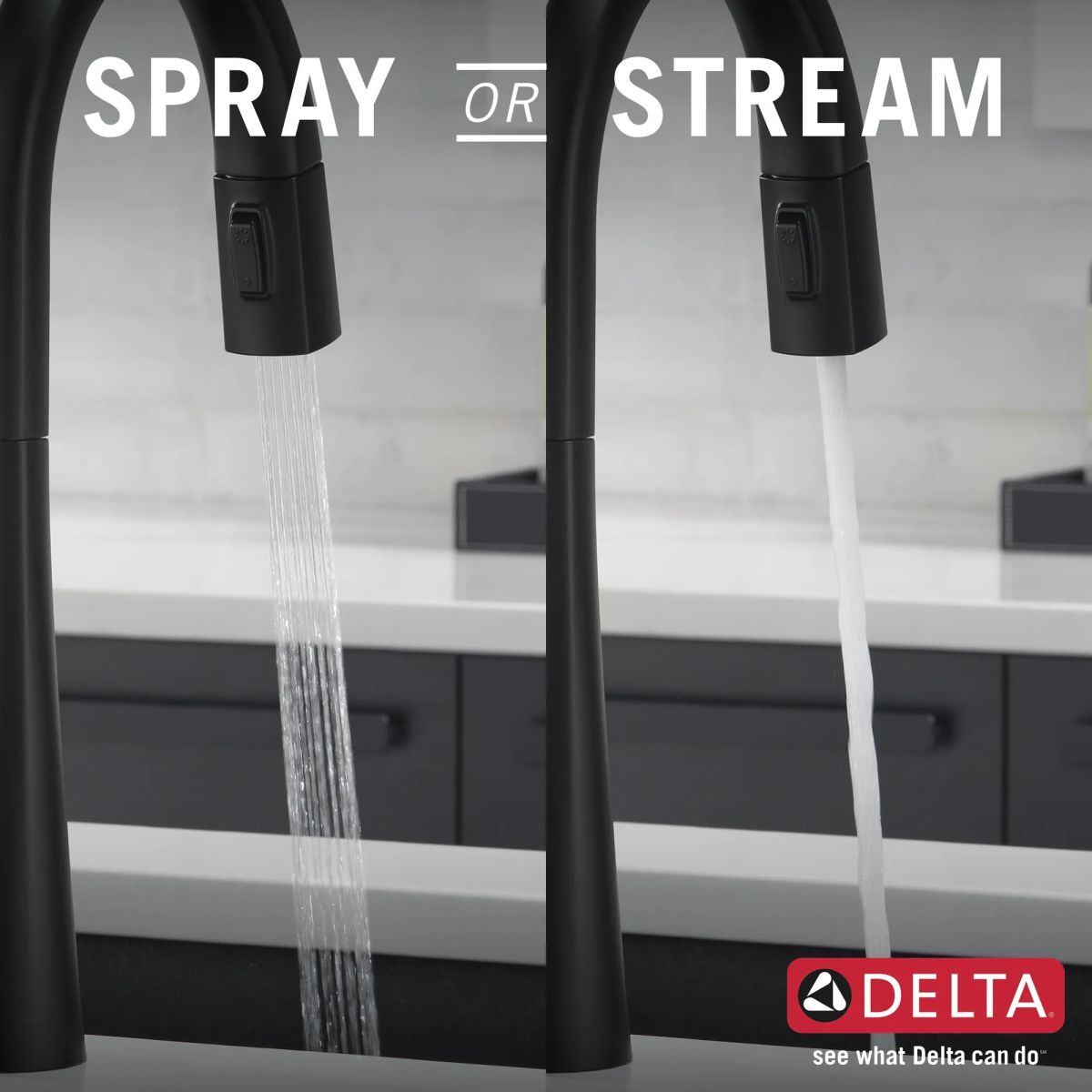 DELTA Monrovia Single Handle Pull-Down Kitchen Faucet — Matte Black