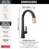 DELTA Monrovia Single Handle Pull-Down Kitchen Faucet — Matte Black / Champagne Bronze
