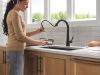 DELTA Monrovia Single Handle Pull-Down Kitchen Faucet — Matte Black / Champagne Bronze