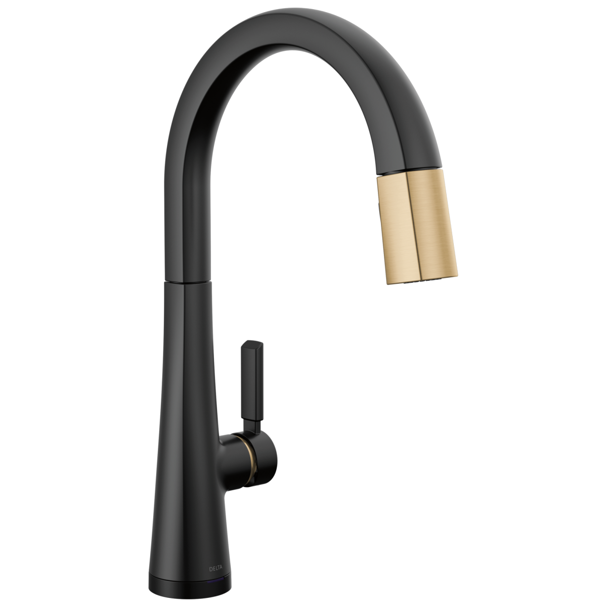 DELTA Monrovia Touch2O Technology Kitchen Faucet with Touchless Technology — Matte Black / Champagne Bronze