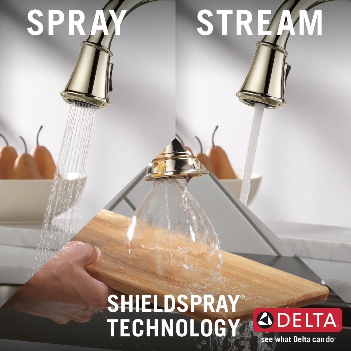 DELTA Cassidy Single Handle Pull-Down Kitchen Faucet — Lumicoat® Polished Nickel