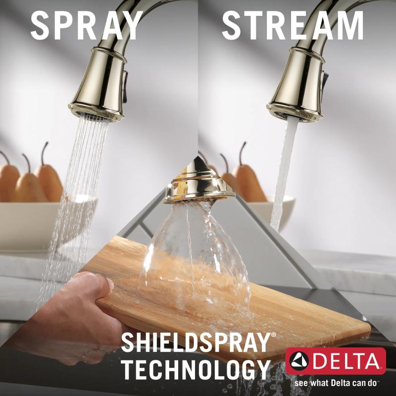 DELTA Cassidy Single Handle Pull-Down Kitchen Faucet — Lumicoat® Polished Nickel