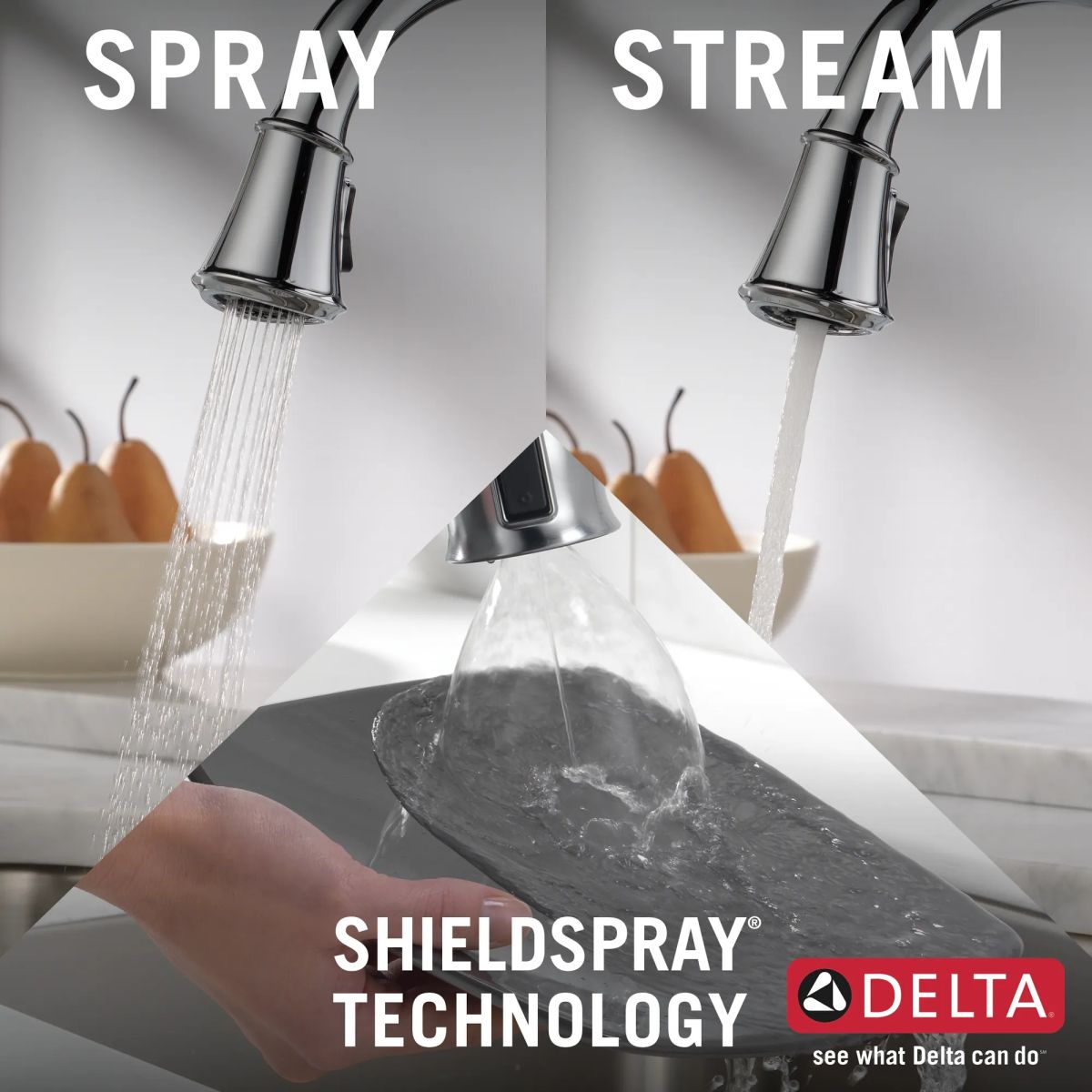 DELTA Cassidy Single Handle Pull-Down Kitchen Faucet — Lumicoat® Chrome