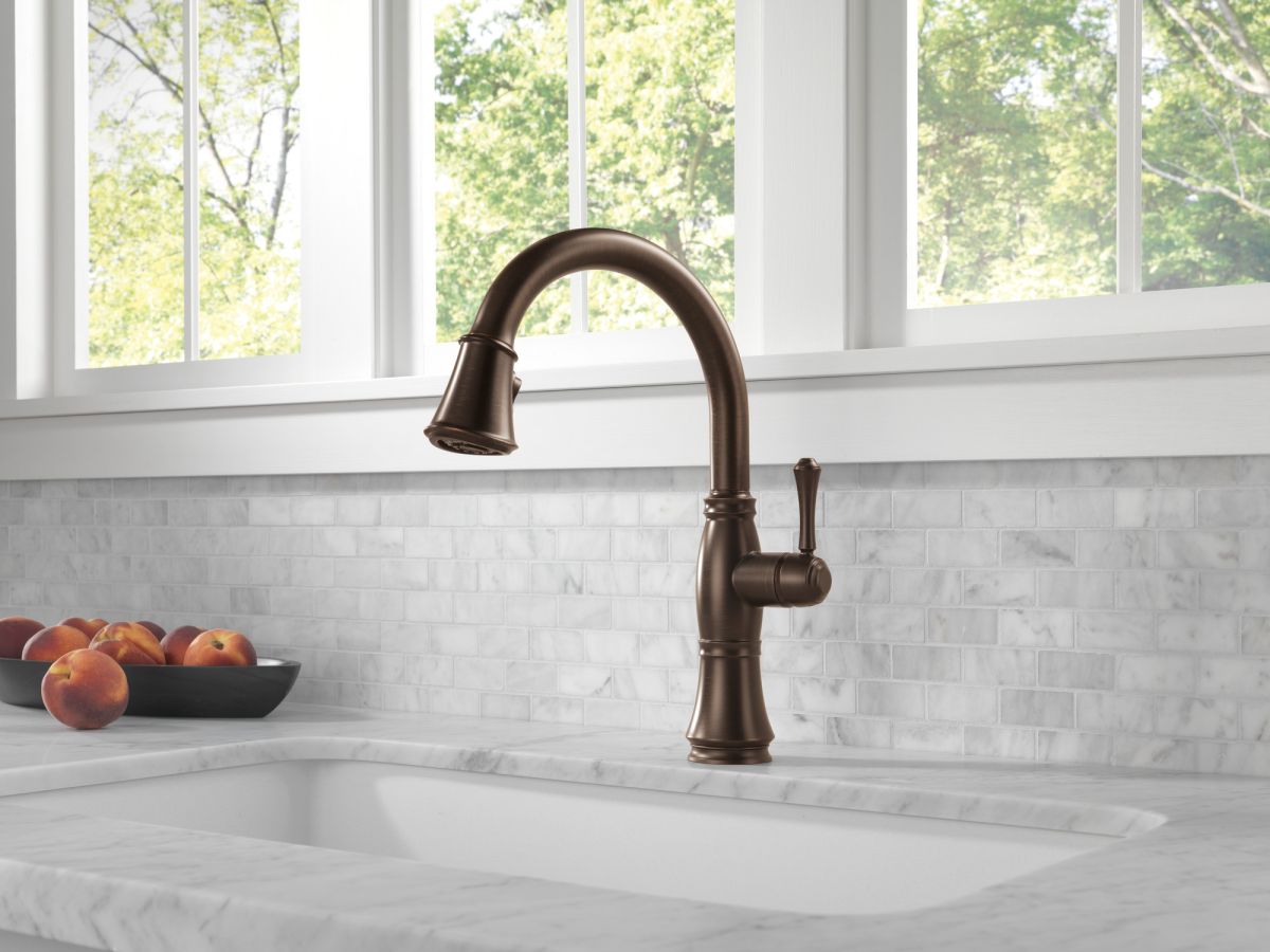 DELTA Cassidy Single Handle Pull-Down Kitchen Faucet with ShieldSpray Technology — Venetian Bronze