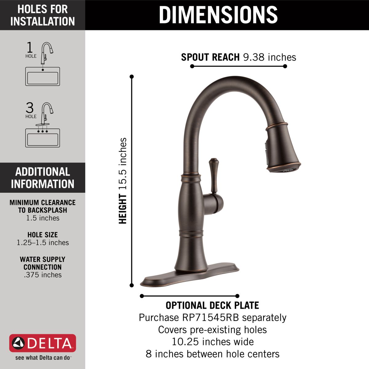 DELTA Cassidy Single Handle Pull-Down Kitchen Faucet with ShieldSpray Technology — Venetian Bronze