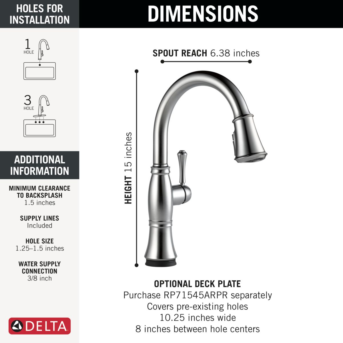 DELTA Cassidy Touch2O Technology Kitchen Faucet with Touchless Technology — Lumicoat® Arctic Stainless