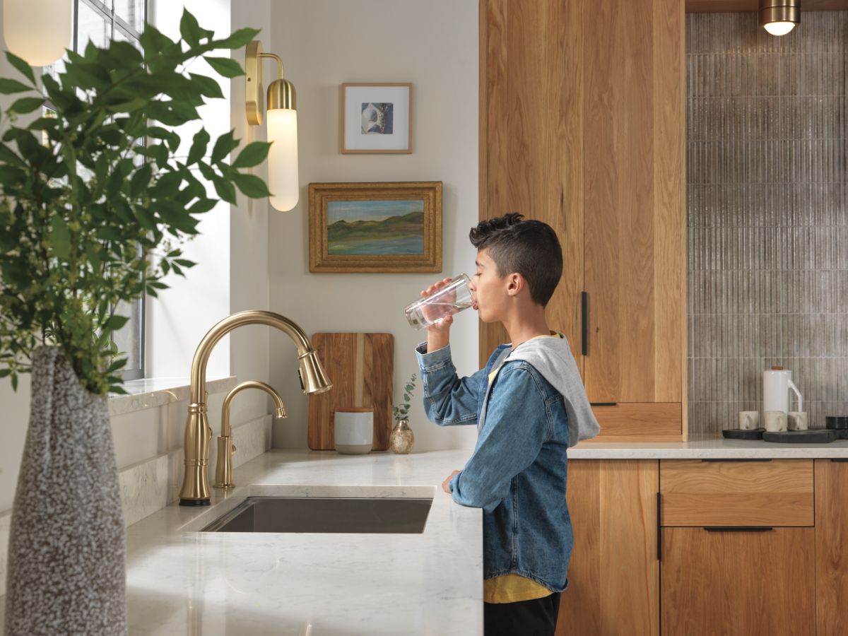 DELTA Cassidy Touch2O Technology Kitchen Faucet with Touchless Technology — Lumicoat® Champagne Bronze