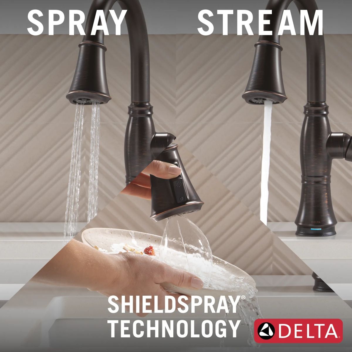 DELTA Cassidy Touch2O Technology Kitchen Faucet with Touchless Technology — Venetian Bronze