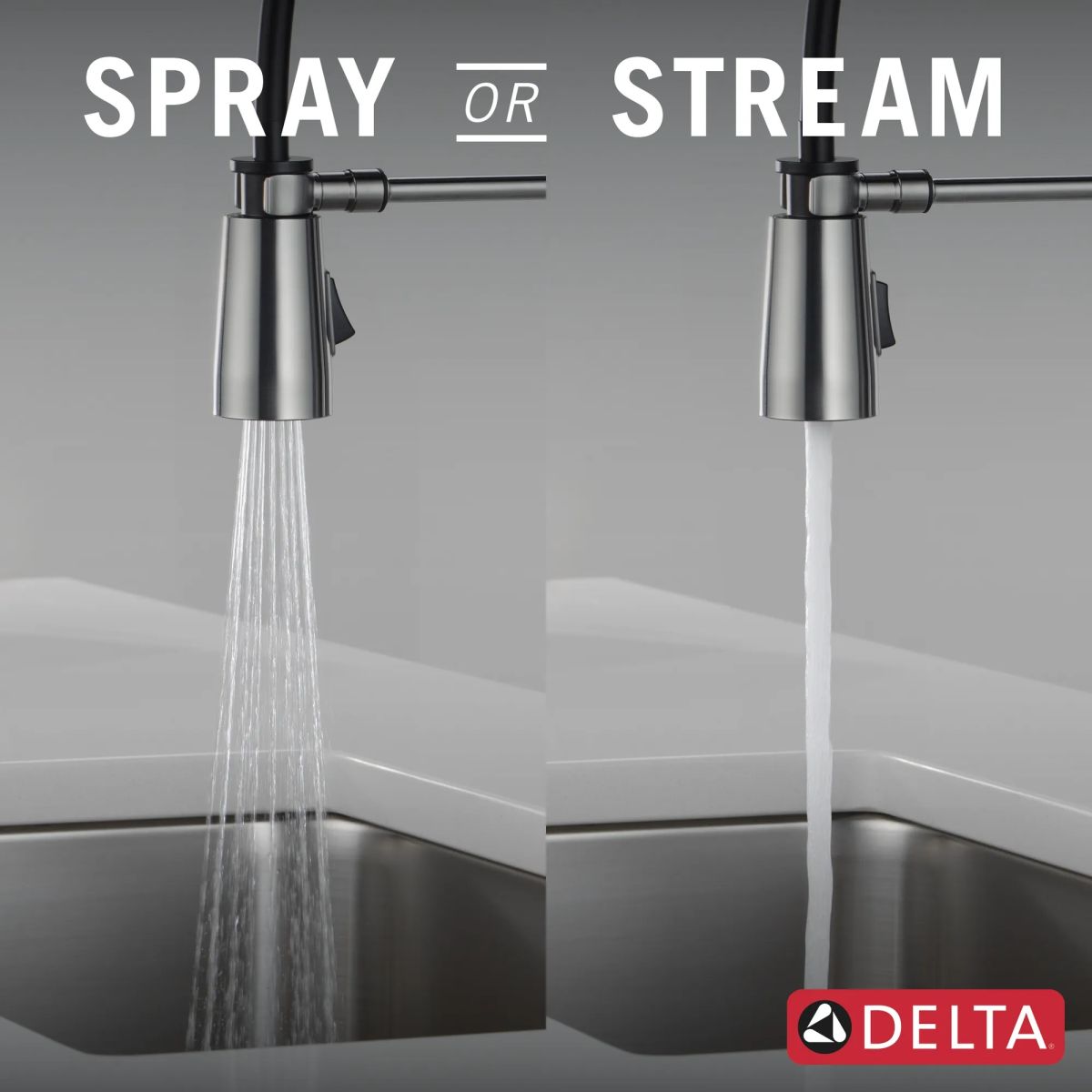 DELTA Essa Single-Handle Pull-Down Spring Kitchen Faucet — Arctic Stainless