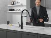 DELTA Essa Single-Handle Pull-Down Spring Kitchen Faucet — Matte Black