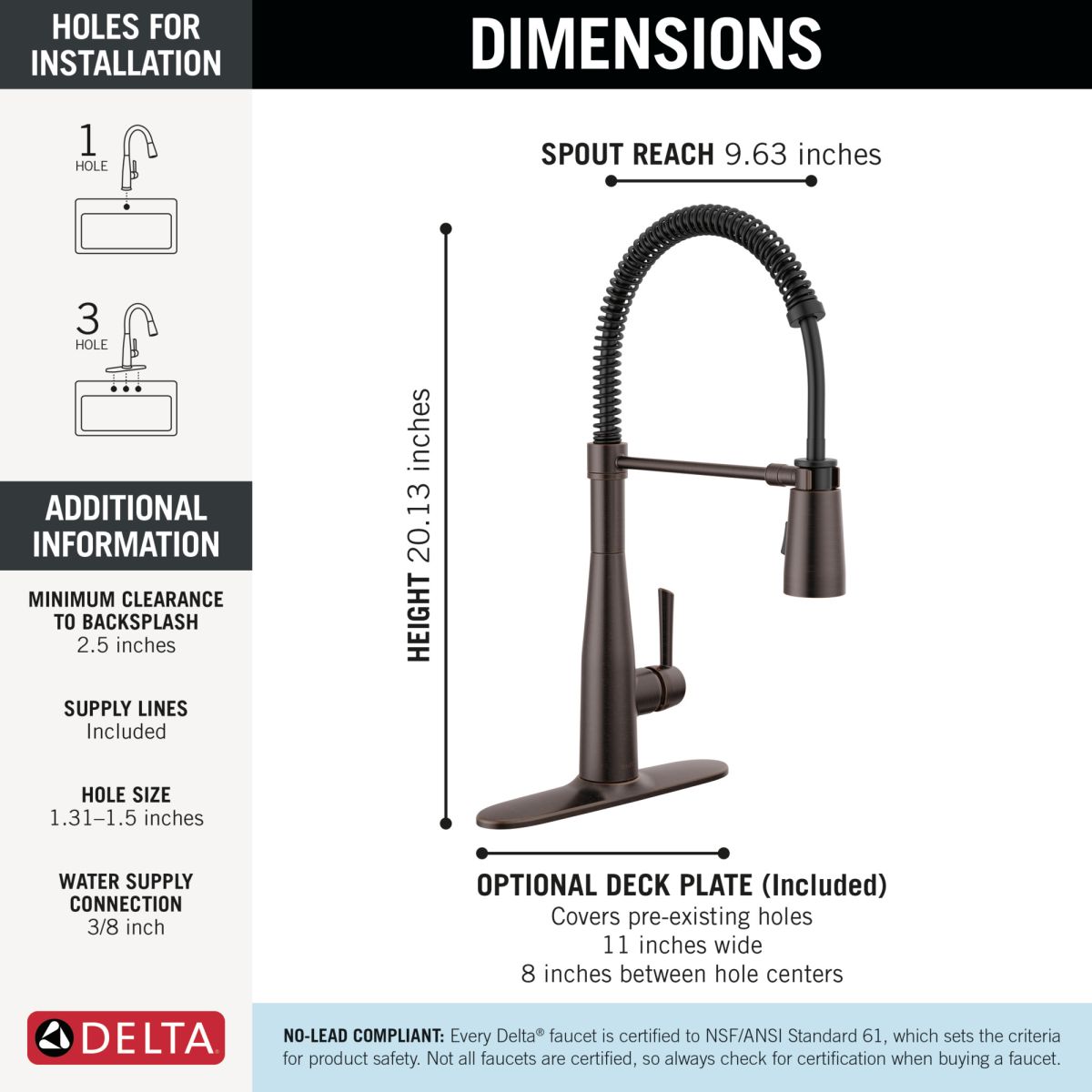 DELTA Essa Single-Handle Pull-Down Spring Kitchen Faucet — Venetian Bronze