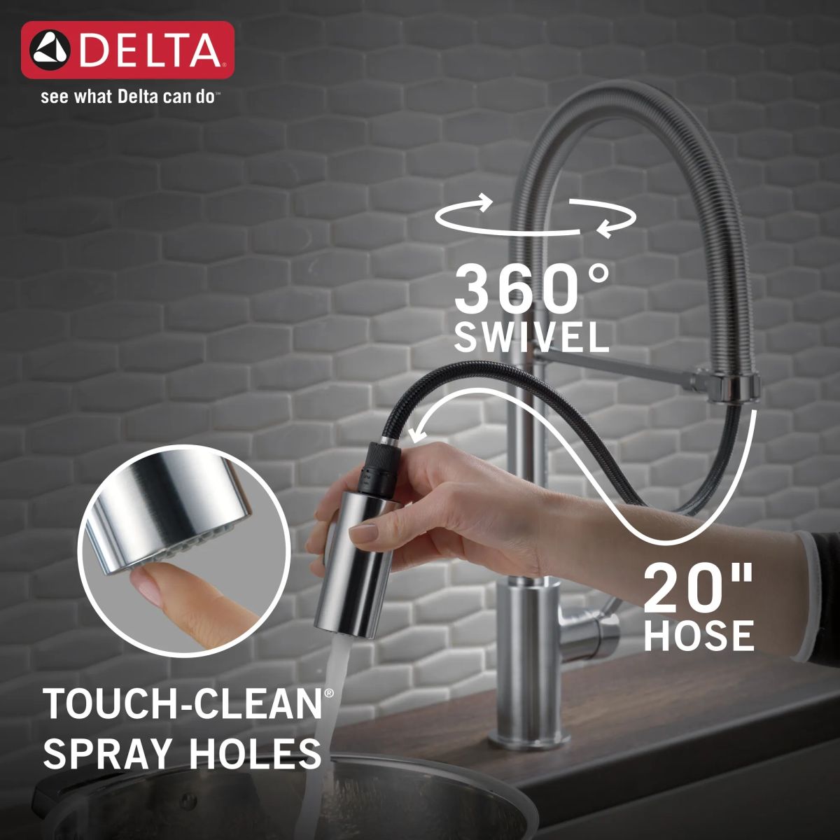 DELTA Trinsic Single-Handle Pull-Down Spring Kitchen Faucet — Arctic Stainless